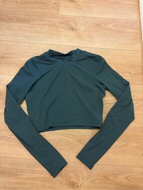 Women’s Long Sleeve Crop Top in Teal